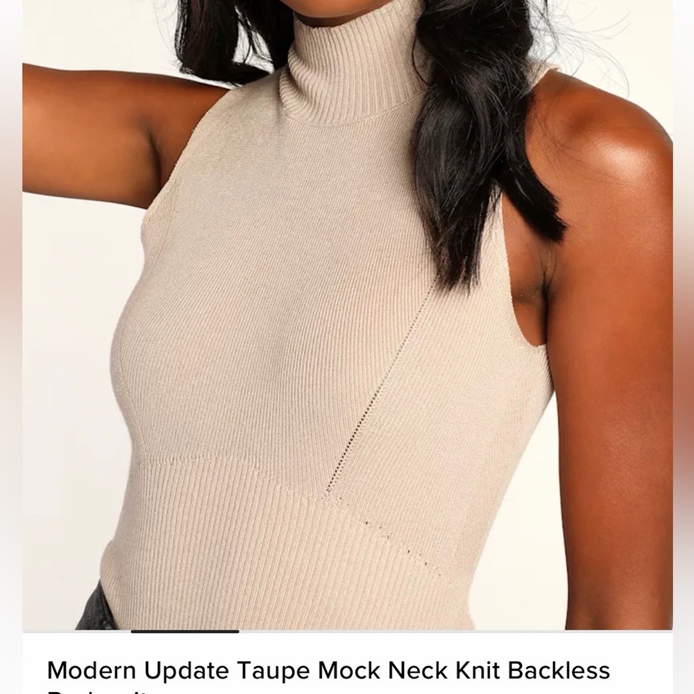 Elegant Taupe Mock Neck Knit Top